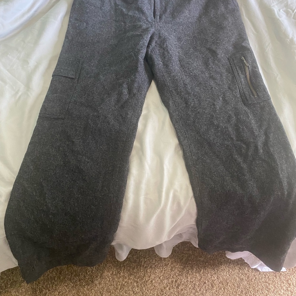 Gray Wool Cargo Pants
